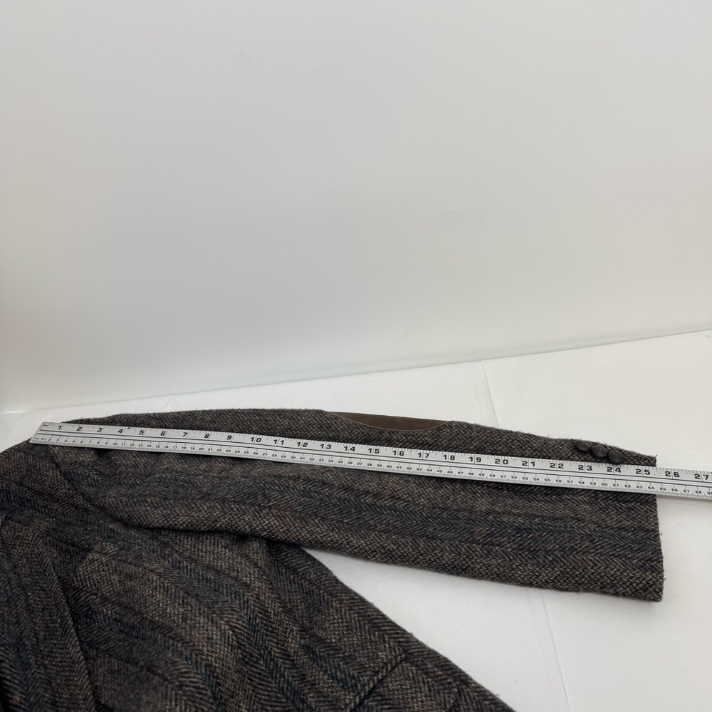 Vintage Haggar Tweed Sports Coat Jacket Brown Elbow Patches Mens 44L USA - Picture 6 of 11